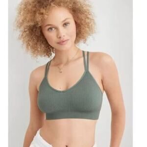 Aerie Brand Seamless Strappy Padded Bralette NWT Royal Palm Green Size XS
